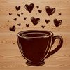 Coffee Cup Design with Love Hearts A simple design of a coffee cup with heart-shaped motifs around the rim.