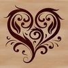 A stylized ornate love heart shape with intricate details suitable for vector designs and cutout projects.