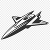 Futuristic Spaceship Design for Cutting Machines Vector illustration of a futuristic spaceship in space, designed with precision for cutting machines and laser cutters.