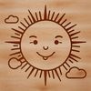A bright yellow sun symbol with rays extending outwards, suitable for vector graphics and cutting machine designs.