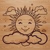 A stylized illustration of the sun in various colors, suitable for vector art projects.