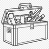 Illustrative vector image of a toolbox with various tools and supplies, suitable for commercial or personal use.