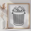Household Waste Container SVG Vector illustration of a standard household trash can with a lid.