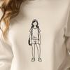 A digital illustration of a young girl designed as a vector graphic suitable for cutting machines like Cricut.