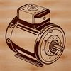 A detailed illustration of a high-tech electric motor with moving parts and intricate design.