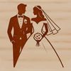 Beautiful Bride and Groom Vector Design A stylized illustration of a bride and groom in a romantic setting, suitable for digital cutting machines and vector design.