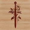 Elegant Floral Blade A detailed illustration of a sword with floral patterns etched onto the blade.
