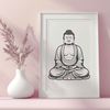 Seated Buddha Illustration A detailed, hand-drawn illustration of the Buddha in a seated meditation pose.
