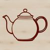 Illustrative teapot design with a handle and spout, suitable for vector graphics and cutting machine projects.