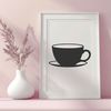 A digital teacup design featuring a delicate ceramic shape with a small handle and saucer.