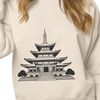 Ornate Temple Architecture A traditional Buddhist temple with multiple spires and ornate details, suitable for vector art and graphic design projects.