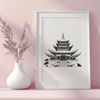 Traditional Temple Architecture SVG A 2D representation of a traditional Buddhist temple building with intricate details and ornaments.