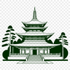 Traditional Asian Buddhist Temple Design Illustrated representation of a traditional Asian-style Buddhist temple with intricate details.