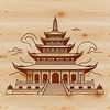 Eastern-Inspired Temple Design An ornate Buddhist temple design featuring a mix of Eastern-inspired motifs.