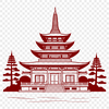 Elegant Temple Illustration A simple vector graphic representation of a serene Buddhist temple setting.