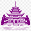 Elegant Buddhist Temple Icon A 2D representation of a traditional Buddhist temple with intricate design elements.
