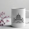 Buddhist Temple Design Vector A stylized, detailed illustration of a traditional Buddhist temple, perfect for vector design projects.