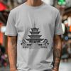 Serene Asian Architecture A vector illustration of a serene Buddhist temple with a distinctive design and ornate roof.