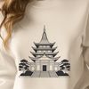 Exotic Buddhist Architecture Illustration A stylized illustration of a traditional Buddhist temple with ornate architecture and decorative details.