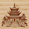 Buddhist Temple Design: A stylized vector illustration of a traditional Buddhist temple with intricate details.