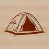 Cozy Outdoor Retreat Illustration A digital illustration of a tent for camping and outdoor activities.