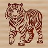 A realistic illustration of a standing tiger in a natural habitat.