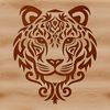 Fierce Wild Animal Close-Up A close-up illustration of a tiger's head with distinct features of a big cat.