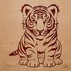 Wild Stripe Pattern A sitting tiger, a large wild animal with distinctive stripes.