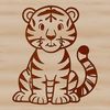Free Tiger Illustration A sitting tiger, illustration style, ideal for digital designs.