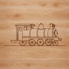 An illustration of a train with detailed design elements, suitable for vector graphics and cutting machine projects.