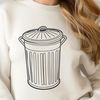 Rounded Trash Can Illustration An illustration of a standard trash can with a rounded body and lid.