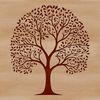 A simple illustration of a tree with a detailed trunk and branches, suitable for vector graphics design.