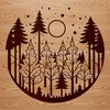 Vibrant Forest Scene A detailed illustration of a lush forest landscape with various trees and foliage.