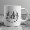 Vector Art Forest Scene A detailed vector illustration of a dense forest landscape with various tree species and foliage.