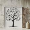 Illustrated tree design with detailed branches and leaves.