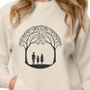 Interconnected Hearts Tree Icon A stylized illustration of a tree with intertwined lovers, suitable for various design applications.