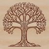 Tree Outline Clip Art Design A stylized illustration of a tree with branches and leaves, suitable for use in vector graphics design.