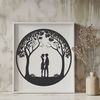 Whimsical Tree of Love An ornate vector design featuring a tree with lovers' hearts or figures embracing each other in its foliage.