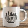 Woodland Scene SVG Graphic An SVG graphic featuring a dense wooded area with multiple tree silhouettes.