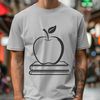 Teacher's Resource with Apple Logo An illustration of a teacher's resource book with the Apple logo, suitable for educational purposes and vector graphics.