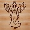Stylized Angel Clipart Design A stylized illustration of a winged angel in bold lines, suitable for vector art and cutting machine projects.