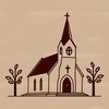 A simple design of a Protestant church building with a traditional architectural style.