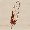 A single white feather illustrated in simple lines, suitable for vector design projects.
