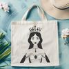 An SVG vector graphic design featuring a stylized image of a woman as a royal figure.