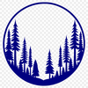 Beautiful Tree Silhouette SVG Design A detailed illustration of a dense forest landscape with various trees and foliage.