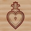 Christian Emblem Design A stylized representation of the Sacred Heart, often depicted as a symbol in Christian art and iconography.