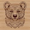 Elegant Wildlife Design An ornate vector graphic of a bear's face featuring detailed textures and patterns.