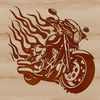 A detailed illustration of a sleek motorcycle with bold lines and dynamic curves.