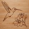 Hummingbird Clip Art Illustration A stylized graphic representation of a hummingbird perched on a leafy branch, ready to be cut or drawn with precision.