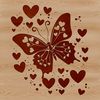 Whimsical Butterfly Silhouette with Love Hearts A colorful butterfly with love hearts surrounding its body, suitable for various uses in gardening and design projects.